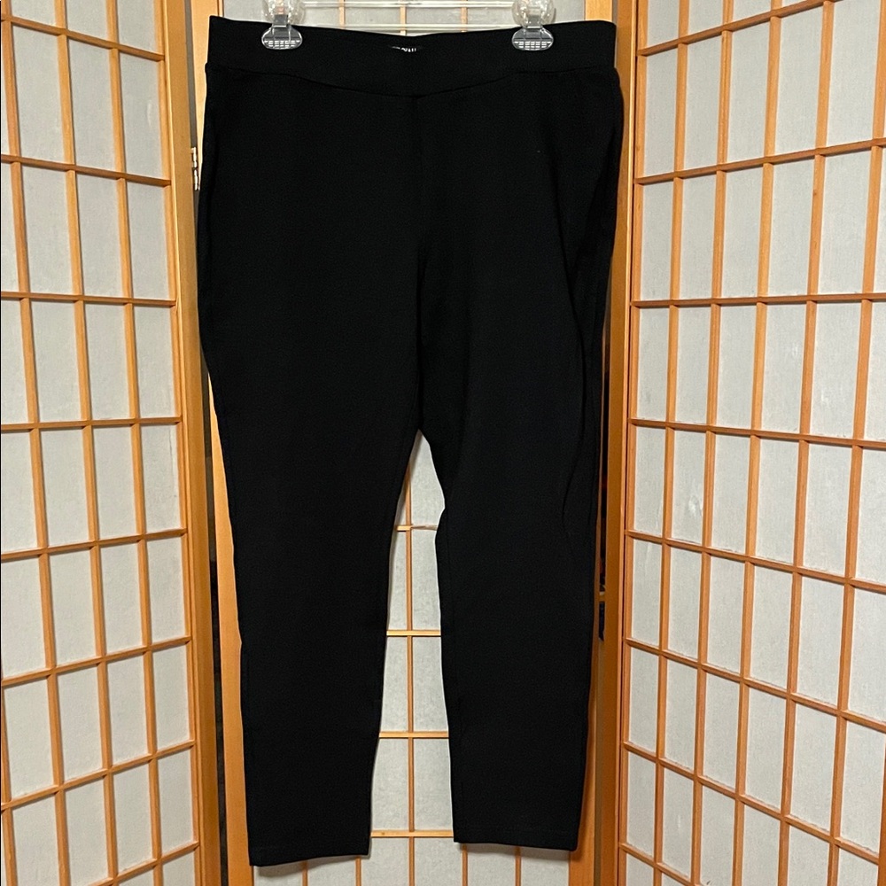 ROZ & ALI Women's Black Pull Up Ponte Legging Straight Leg Pants Size L